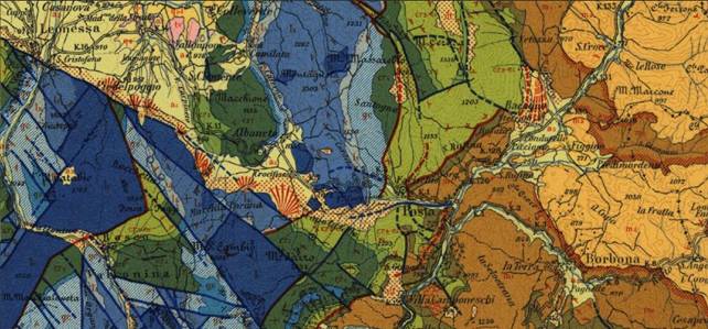 Figura 1: Carta Geologica d’Italia in scala 1:100.000 foglio 139 L’Aquila (sulla carta è riportata l’ubicazione di Monte di Cambio)