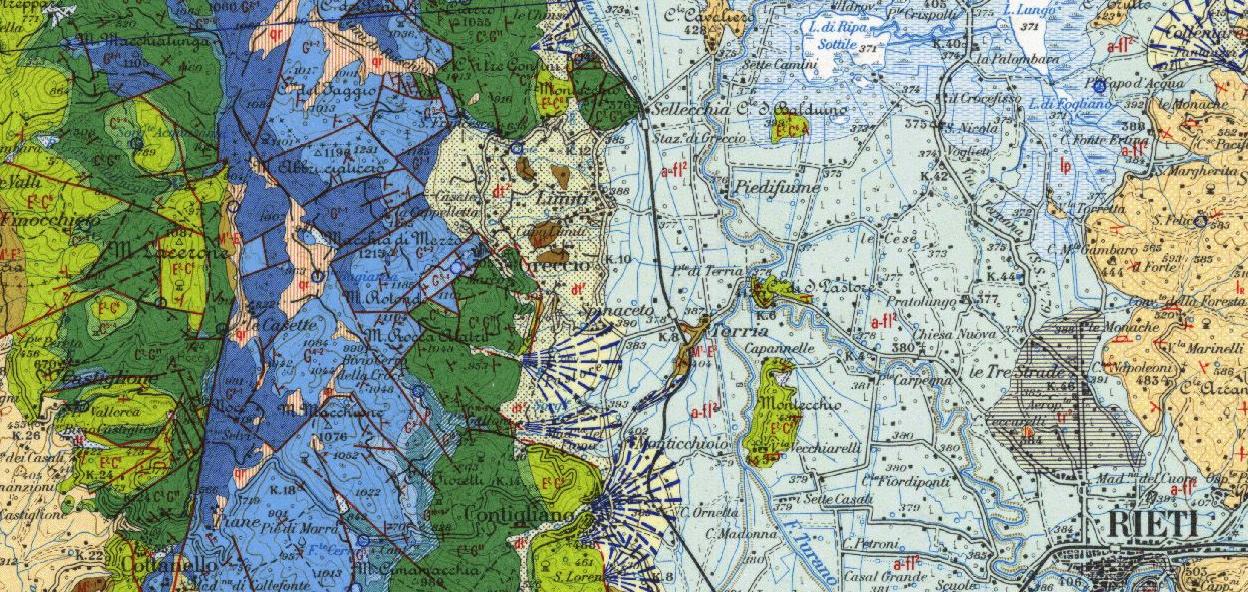 Figura 1 Carta Geologica d’Italia in scala 1:100.000 foglio 138 Terni